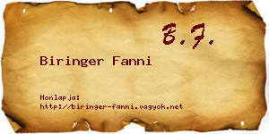 Biringer Fanni névjegykártya